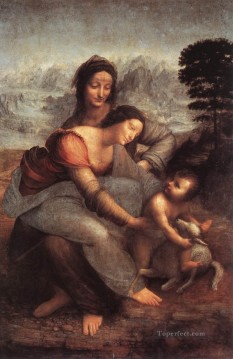 レオナルド・ダ・ヴィンチ Painting - 聖母子と聖アンナ レオナルド・ダ・ヴィンチ